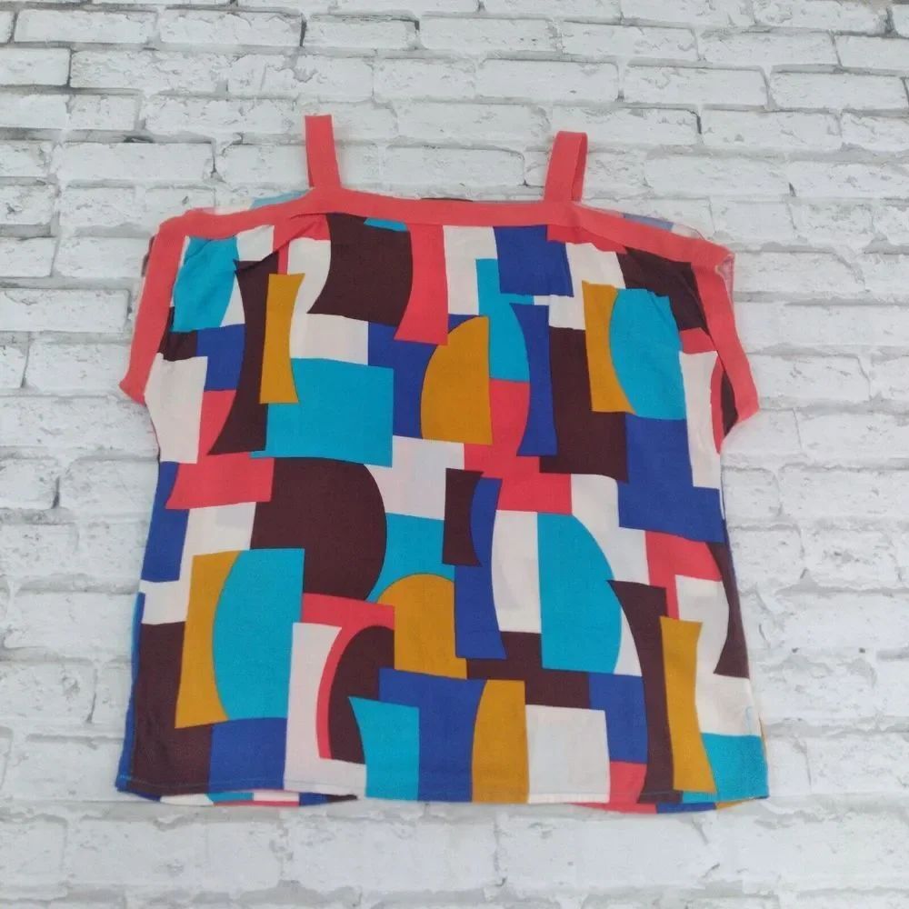 Maude Anthropologie Women's Size Small Color Block Blouse Cold Shoulder Hippie